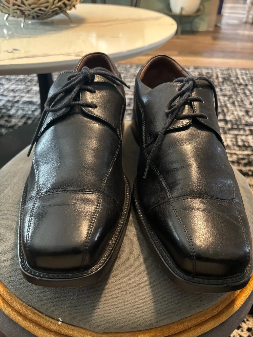 Men's Johnston & Murphy 9w Black Leather Lace-Up Dress Shoes(1)